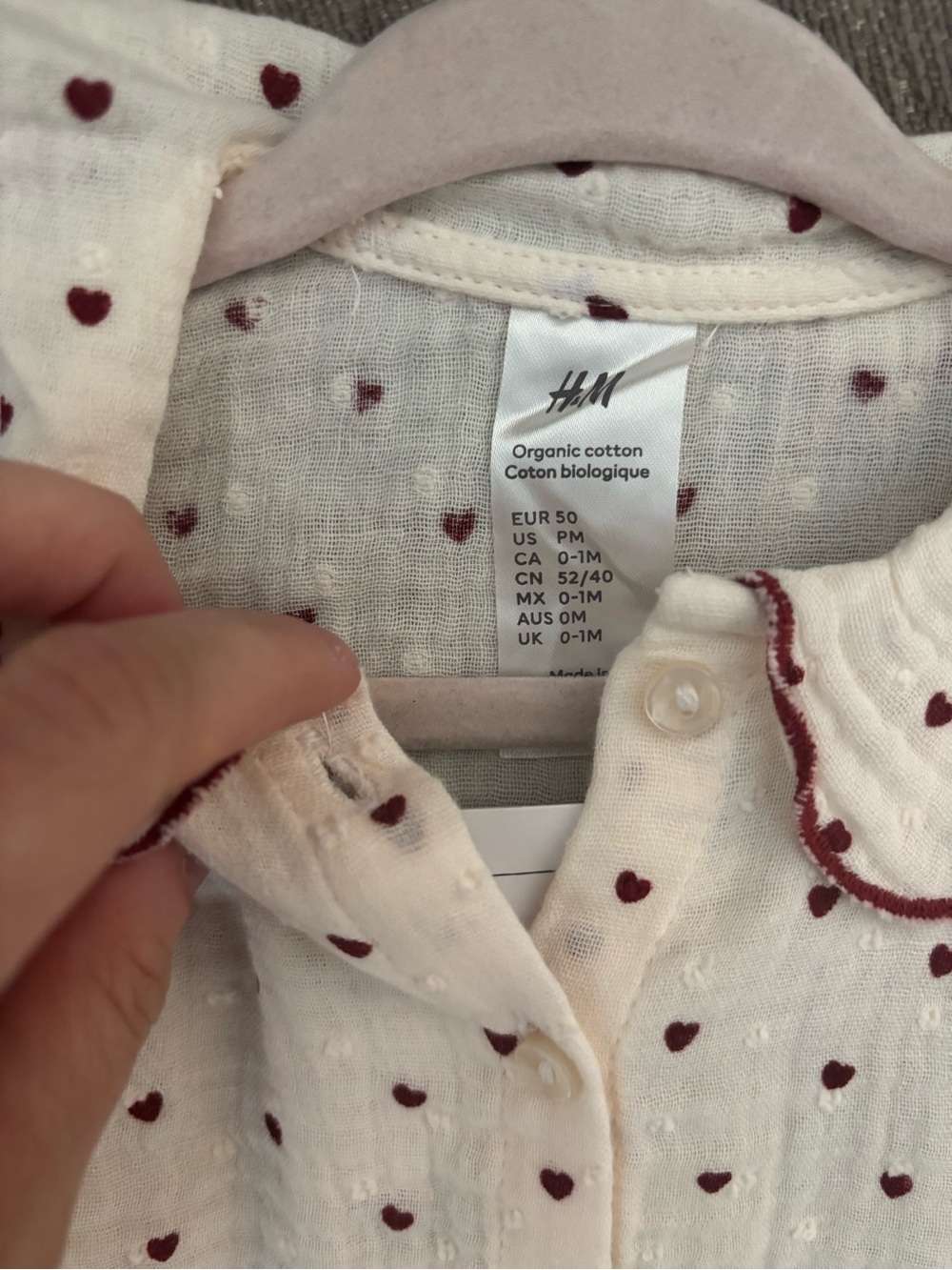 H&M Cream Baby Dress with Red Heart Print - Picture 4 of 4